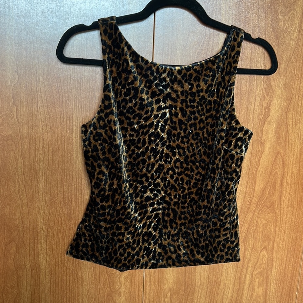 Y2K Leopard Velour Crop Tank